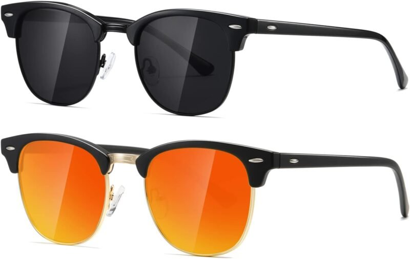 CEREMONYT Sunglasses Polarized Sunglasses WayfarerFor Women And Men Semi Rimless Frame Retro Sun Glasses AE0369