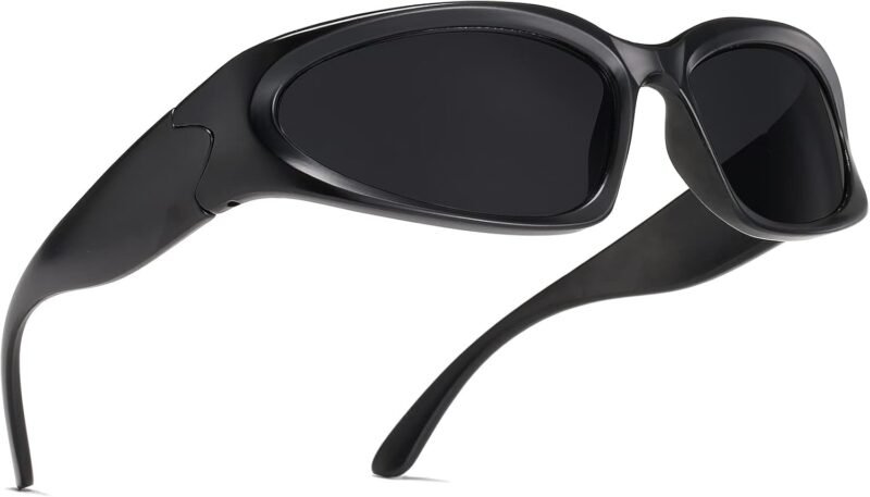 51MJuo1p3UL._AC_SL1500 CEREMONYT Sunglasses Wraparound Wrap Around Sports Sunglasses for Men Women Fashion Oval Thick Frame Sun Glasses Stylish Sport Wrap Shades