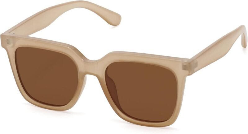 CEREMONYT Sunglasses Square Large Square Sunglasses Trendy Polarized Sunglasses for Women Men Classic Retro Style UV400 Protection