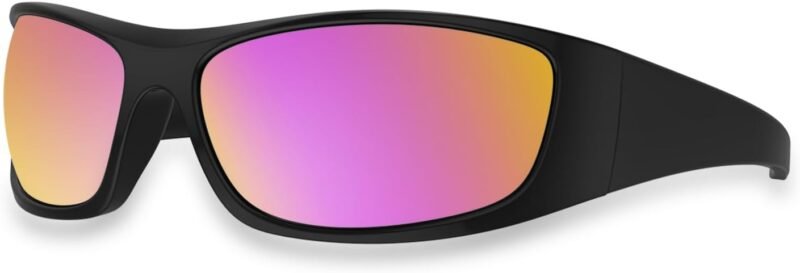 CEREMONYT Sunglasses Wraparound Super Dark Lens Black Polarized Sunglasses | Wrap Around Sport Sunglasses Unisex | UV400 | CAT 4 | For Photophobia