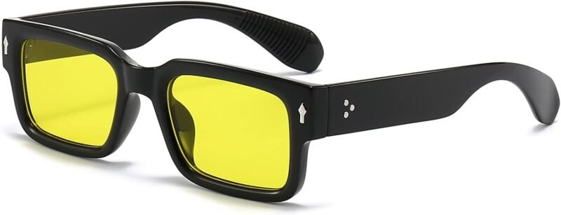 CEREMONYT Sunglasses Square  Frame Sunglasses for Women Men Trendy Chunky Rectangle Sun Glasses Black Shades UV400 Protection