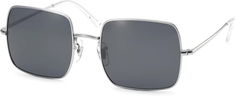 CEREMONYT Sunglasses Square Square Sunglasses for Women Men Polarized Vintage Retro Metal Frame Trendy Sun Glasses