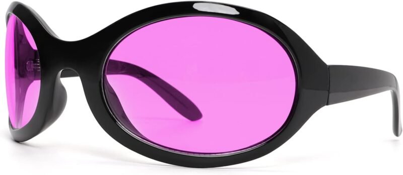 CEREMONYT Sunglasses Oversized Oval Fashion Sunglasses for Women Men Wrap Around Classic Oval Black Sun Glasses Ladies Shades