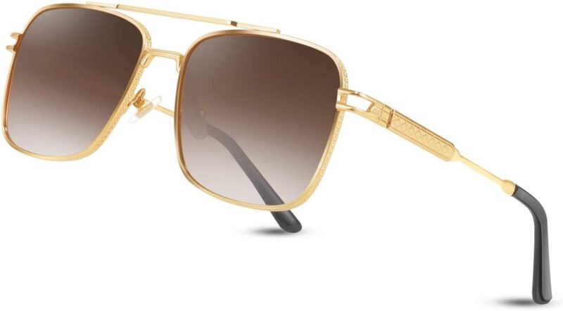 CEREMONYT Sunglasses Square  Sunglasses for Men Women Vintage 70s Pilot Shades Classic Metal Frame B2845