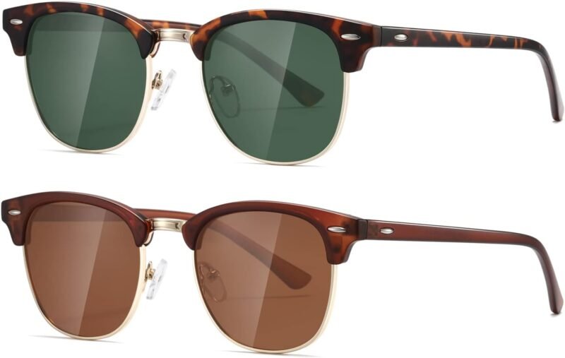 CEREMONYT Sunglasses Polarized Sunglasses WayfarerFor Women And Men Semi Rimless Frame Retro Sun Glasses AE0369