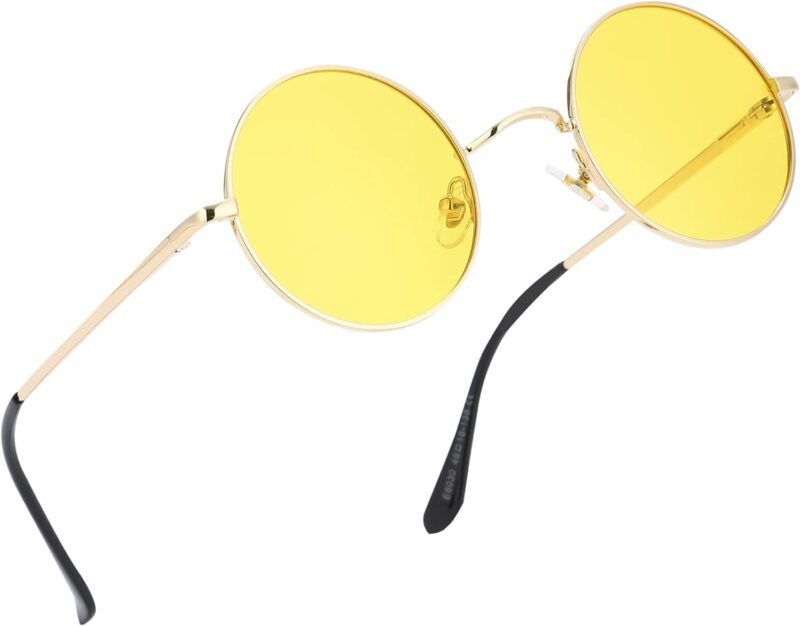 CEREMONYT Sunglasses Round Trendy Small Round Polarized Sunglasses for Men Women Circle Hippie Style Sun Glasses