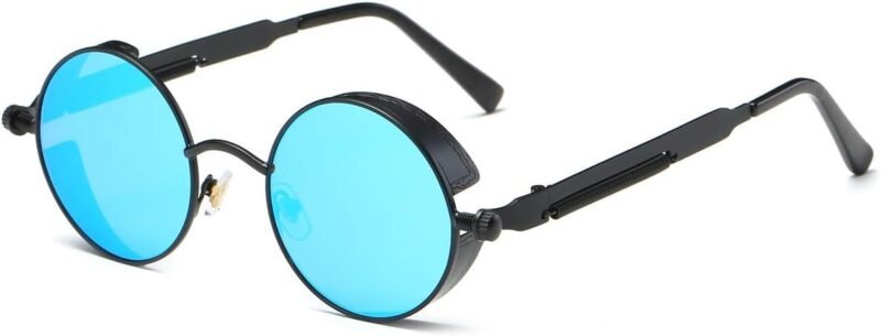 CEREMONYT Sunglasses Round  Vintage Steampunk Retro Metal Round Circle Frame Sunglasses