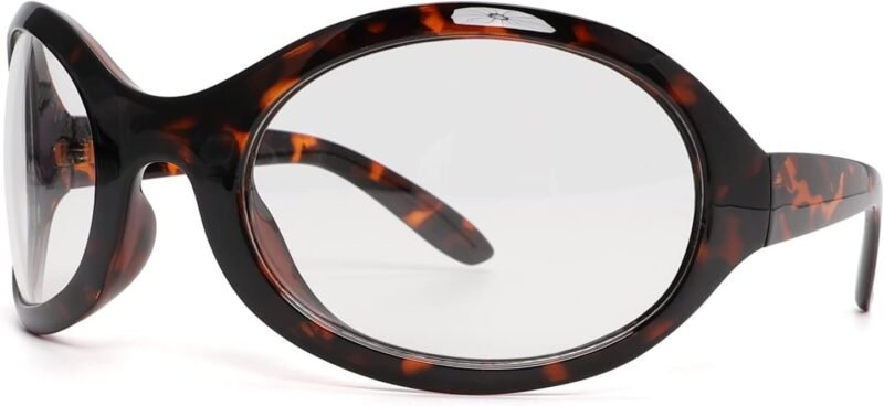 CEREMONYT Sunglasses Oversized Oval Fashion Sunglasses for Women Men Wrap Around Classic Oval Black Sun Glasses Ladies Shades