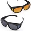 CEREMONYT Sunglasses Wraparound 2 PACK HD Night Day Vision Driving Wrap Around Anti Glare Sunglasses with Polarized Lens for Man and Women