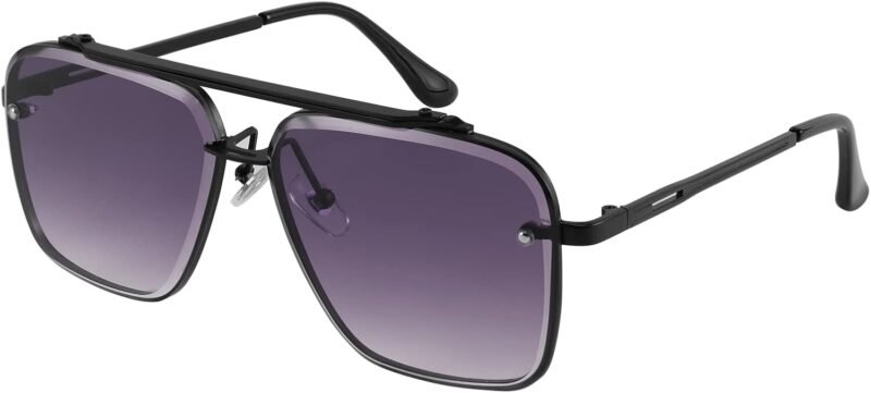 CEREMONYT Sunglasses Sunglasses, Fashion Square Pilot Sunglasses, Vintage Metal Gradient Glasses for Men and Women, B4104