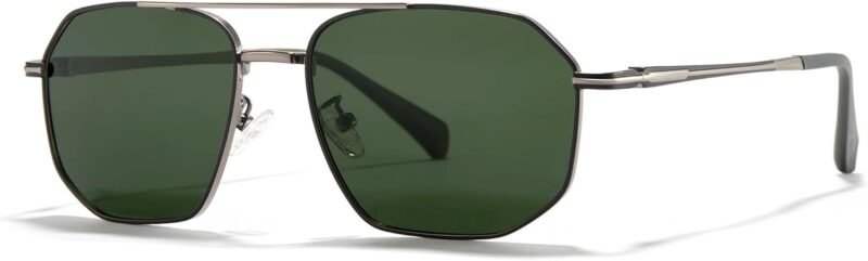 51QXEbMKD3L._AC_SL1500 CEREMONYT Sunglasses Military Sunglasses for Men Trendy Pilot Shade Metal Frame Polarized Lens UV Protection for Outdoor