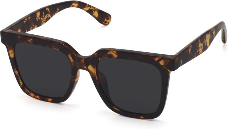 CEREMONYT Sunglasses Square Large Square Sunglasses Trendy Polarized Sunglasses for Women Men Classic Retro Style UV400 Protection