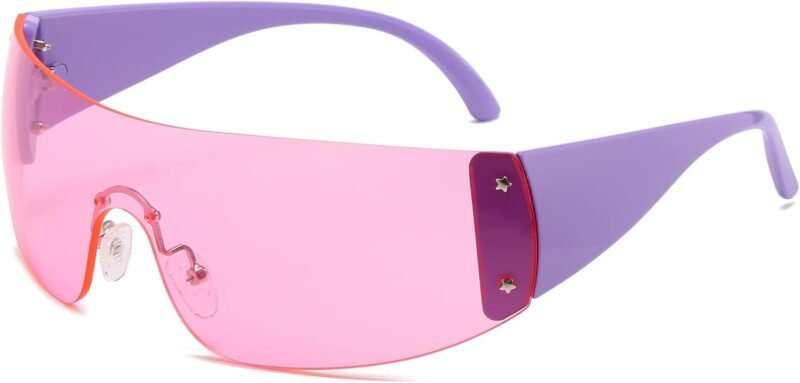 CEREMONYT Sunglasses Wraparound Rimless Y2K Sunglasses Women Men Oversized Fashion Wrap Around Frameless Sun Glasses