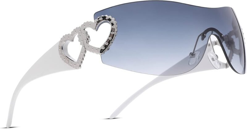 51T1-HEJlwL._AC_SL1500 CEREMONYT Sunglasses Wraparound Pro Wrap Around Rimless Sunglasses Women Men, Oversized Fashion Futuristic Sun Glasses Cool Shade 2000S Trendy