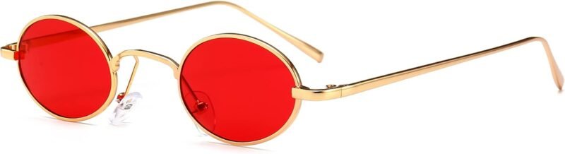 51V7yY3e9ZS._AC_SL1500 CEREMONYT Sunglasses Oval Vintage Small Round Sunglasses OvalSlender Metal Frame Candy Colors B2422