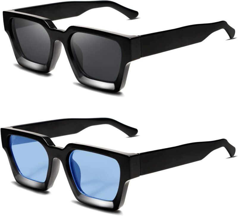 CEREMONYT Sunglasses Square  Thick Square Sunglasses for Men Women Retro Chunky Rectangle Shades UV400 Protection VL9731