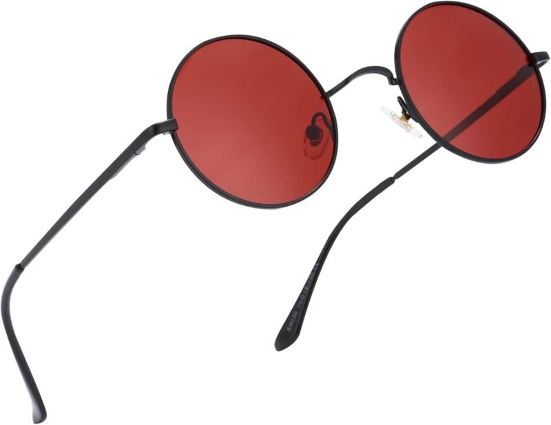 CEREMONYT Sunglasses Round Trendy Small Round Polarized Sunglasses for Men Women Circle Hippie Style Sun Glasses