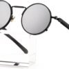 CEREMONYT Sunglasses Round Steampunk Sunglasses Circle Lennon Glasses Gothic Metal Frame 100% UV Blocking Lens