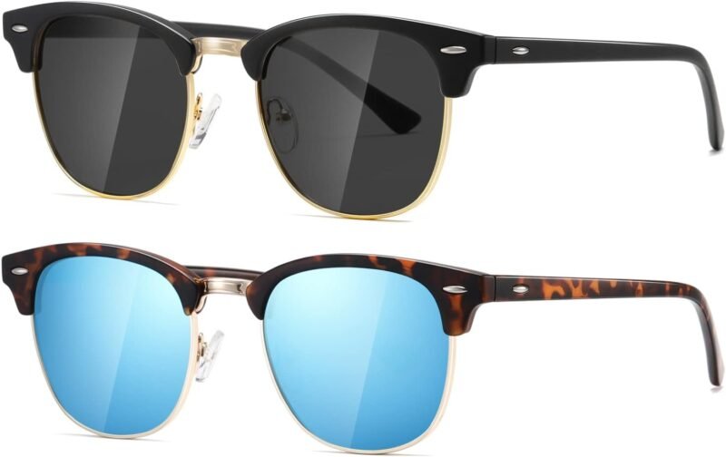 CEREMONYT Sunglasses Polarized Sunglasses WayfarerFor Women And Men Semi Rimless Frame Retro Sun Glasses AE0369