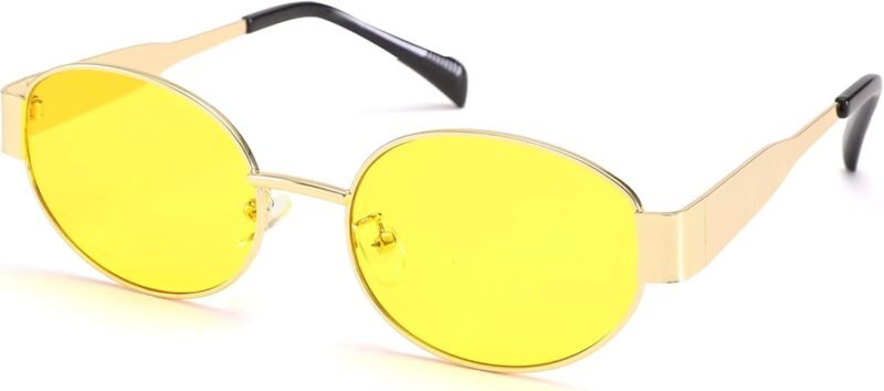 CEREMONYT Sunglasses Oval Sunglasses for Women Men – Fashion Sun Glasses – Rectangle Metal Frame Shades