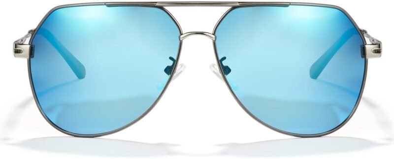 CEREMONYT Sunglasses for Men Polarized UV Protection Trendy Metal Pilot Sunglasses for Driving Hiking Travel