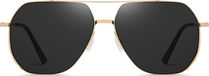 CEREMONYT Sunglasses for Men Polarized UV Protection Trendy Metal Pilot Sunglasses for Driving Hiking Travel