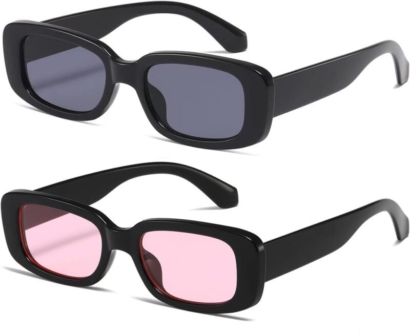 CEREMONYT Sunglasses Square Rectangle Sunglasses for Women Men Trendy Retro Fashion Sun Glasses 90’s Vintage UV 400 Protection Square Frame K1200