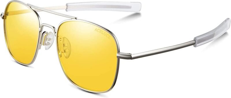 CEREMONYT SunglassesMens  Sunglasses 53mm TAC Polarized Lense Military Style Metal Frame with Bayonet Temples