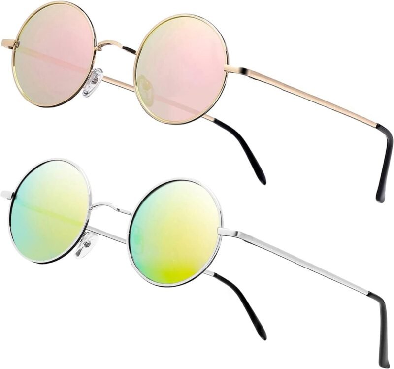 CEREMONYT Sunglasses Round Vintage Small Round Polarized Hippie Sunglasses for Men Women Circle Sun Glasses NP1002