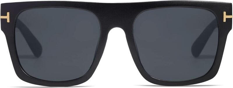 CEREMONYT Sunglasses Square  Trendy Square Sunglasses Mens Womens Oversized Flat Top Shades Retro 70s Rectangle Driving Sunnies VL9756