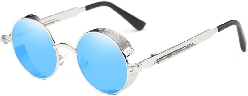CEREMONYT Sunglasses Round  Vintage Steampunk Retro Metal Round Circle Frame Sunglasses