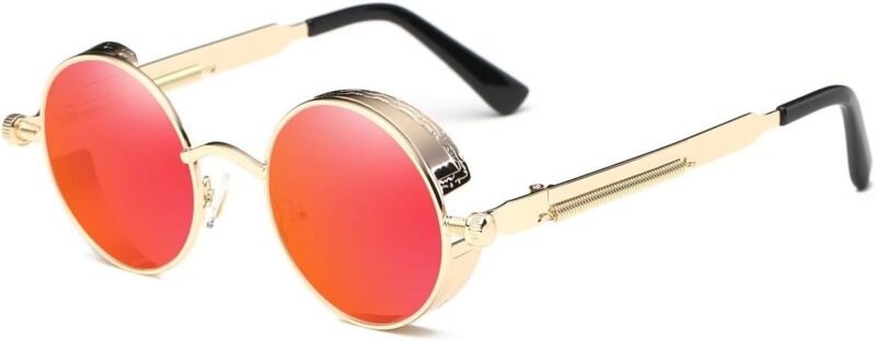 CEREMONYT Sunglasses Round  Vintage Steampunk Retro Metal Round Circle Frame Sunglasses