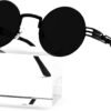 CEREMONYT Sunglasses Round  Round Steampunk Sunglasses Circle Lennon Hippie Glasses Metal Frame 100% UV Blocking Lens