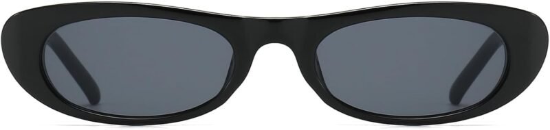 CEREMONYT Sunglasses Oval Narrow Cat Eye Sunglasses for Women 90s  Oval  Womens Oval Sunglasses Fashion Small Black Shades