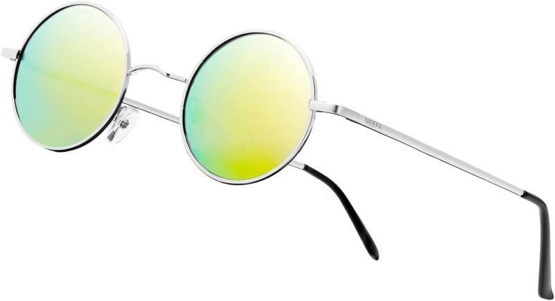 CEREMONYT Sunglasses Round Vintage Small Round Polarized Hippie Sunglasses for Men Women Circle Sun Glasses NP1002