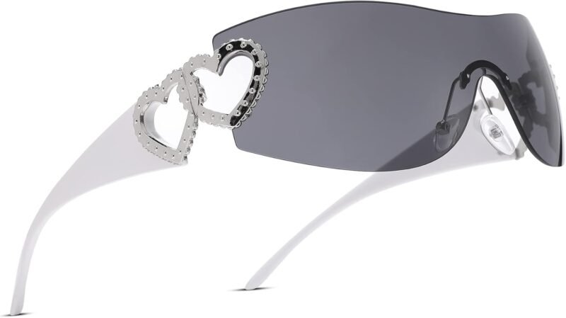 51c1_mpAghL._AC_SL1500 CEREMONYT Sunglasses Wraparound Pro Wrap Around Rimless Sunglasses Women Men, Oversized Fashion Futuristic Sun Glasses Cool Shade 2000S Trendy