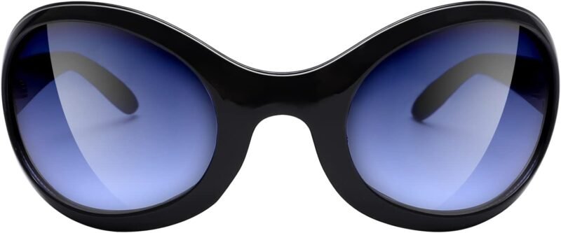 CEREMONYT Sunglasses Oversized Oval Fashion Sunglasses for Women Men Wrap Around Classic Oval Black Sun Glasses Ladies Shades