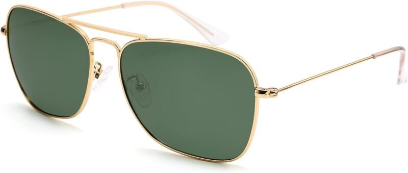 CEREMONYT Sunglasses Square  Sunglasses for Women Men Polarized Pilot Military Square Shades Classic Vintage Metal Sun Glasses