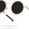 CEREMONYT Sunglasses Round Steampunk Sunglasses Circle Lennon Glasses Gothic Metal Frame 100% UV Blocking Lens