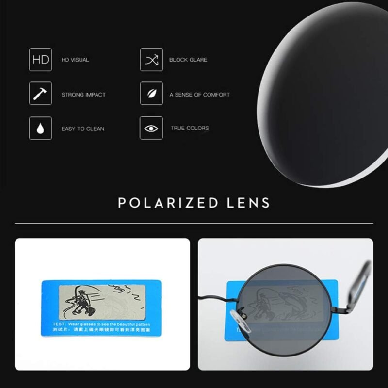 CEREMONYT Sunglasses Round Polarized Round Sunglasses for Men Women Hippie Small Circle Glasses Red Yellow Lenses