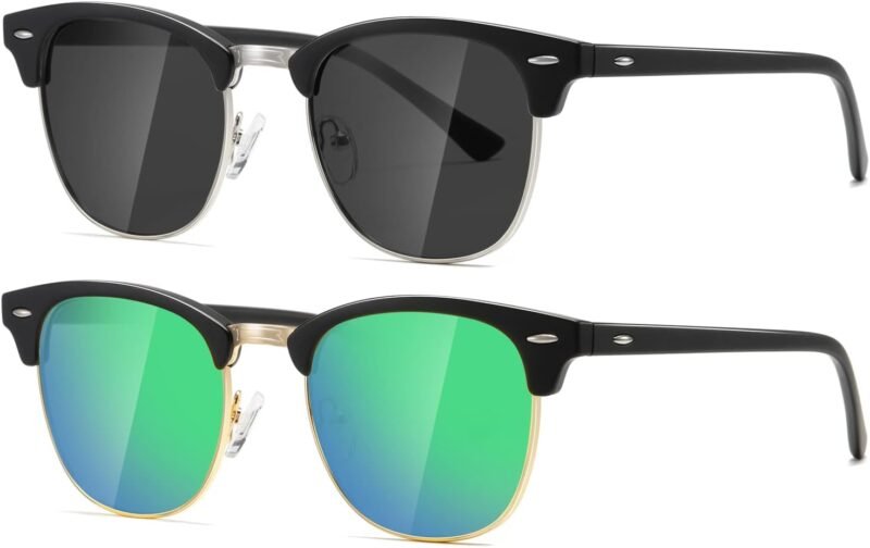 CEREMONYT Sunglasses Polarized Sunglasses WayfarerFor Women And Men Semi Rimless Frame Retro Sun Glasses AE0369