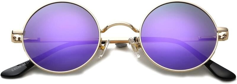 CEREMONYT Sunglasses Round Circle Lennon Glasses Retro Round Polarized Sunglasses Hippie Style Small Circle Sun Glasses