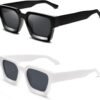 CEREMONYT Sunglasses Square  Thick Square Sunglasses for Men Women Retro Chunky Rectangle Shades UV400 Protection VL9731