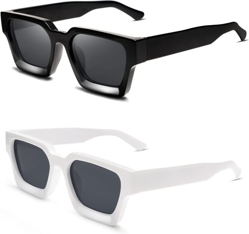 CEREMONYT Sunglasses Square  Thick Square Sunglasses for Men Women Retro Chunky Rectangle Shades UV400 Protection VL9731