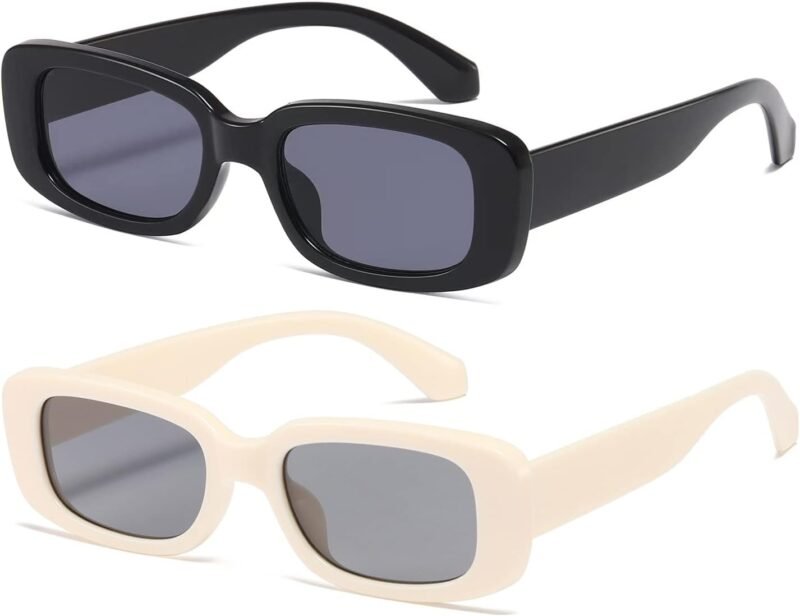 CEREMONYT Sunglasses Square Rectangle Sunglasses for Women Men Trendy Retro Fashion Sun Glasses 90’s Vintage UV 400 Protection Square Frame K1200