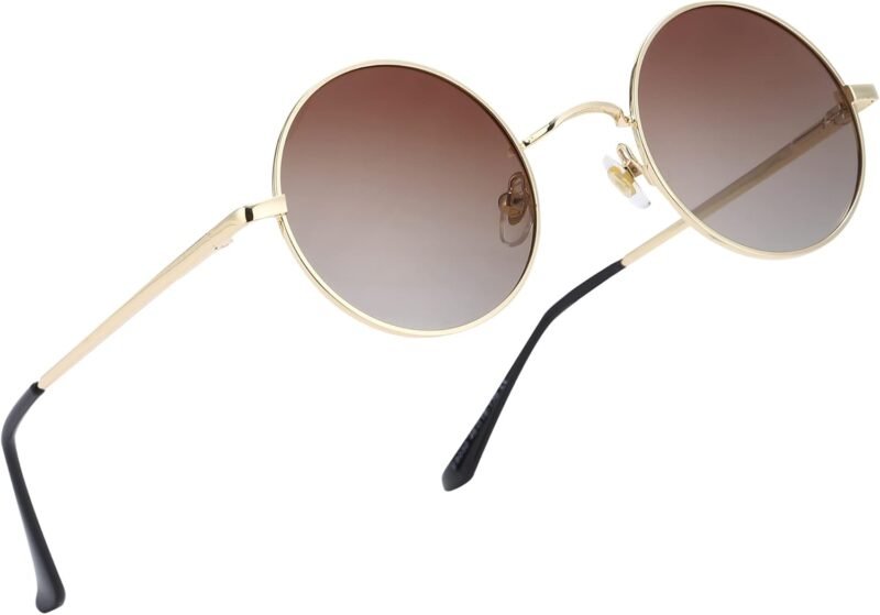 CEREMONYT Sunglasses Round Trendy Small Round Polarized Sunglasses for Men Women Circle Hippie Style Sun Glasses