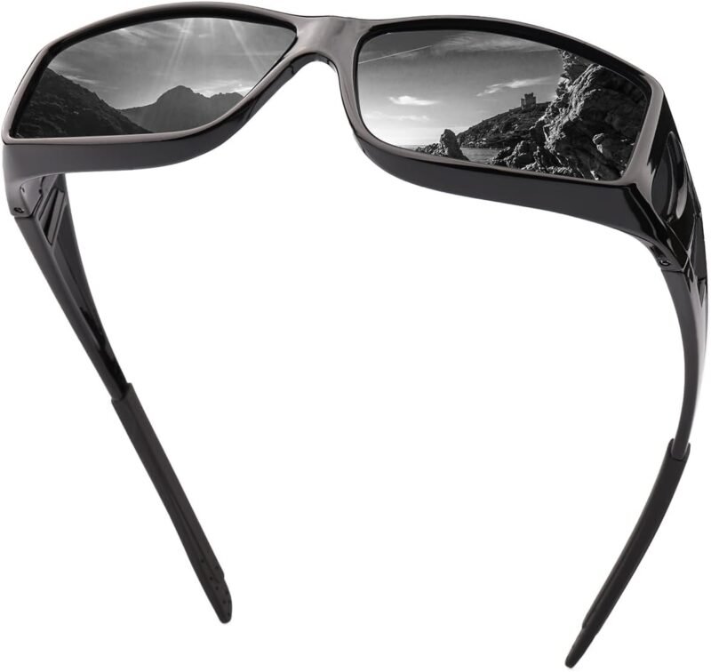 51j8Zse23sL._AC_SL1500 CEREMONYT Sunglasses Wraparound Glasses Sunglasses For Men Women, Fit Over Sunglasses Polarized UV400 Protection Sunglasses Over Glasses