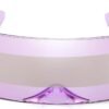 CEREMONYT Sunglasses Wraparound Futuristic Sunglasses Y2K Space Cyclops Wrap Around Glasses Rimless Translucent Mirrored Lens