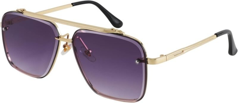 CEREMONYT Sunglasses Sunglasses, Fashion Square Pilot Sunglasses, Vintage Metal Gradient Glasses for Men and Women, B4104