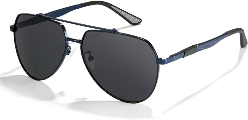 51kCaG4uJaL._AC_SL1500 CEREMONYT Sunglasses Military Sunglasses for Men Trendy Pilot Shade Metal Frame Polarized Lens UV Protection for Outdoor